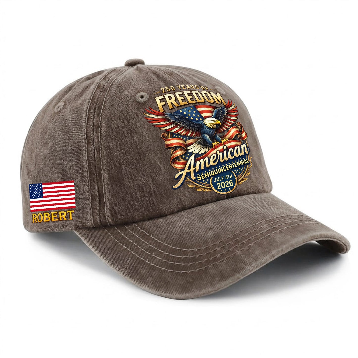 Personalized 250th Anniversary Baseball Cap - American Bald Eagle Freedom USA