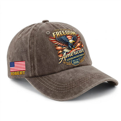 Personalized 250th Anniversary Baseball Cap - American Bald Eagle Freedom USA