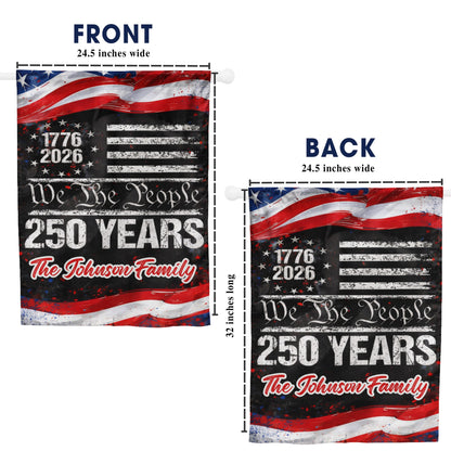 Personalized 250 Years USA Flag – We The People Design with Family Name, 1776-2026