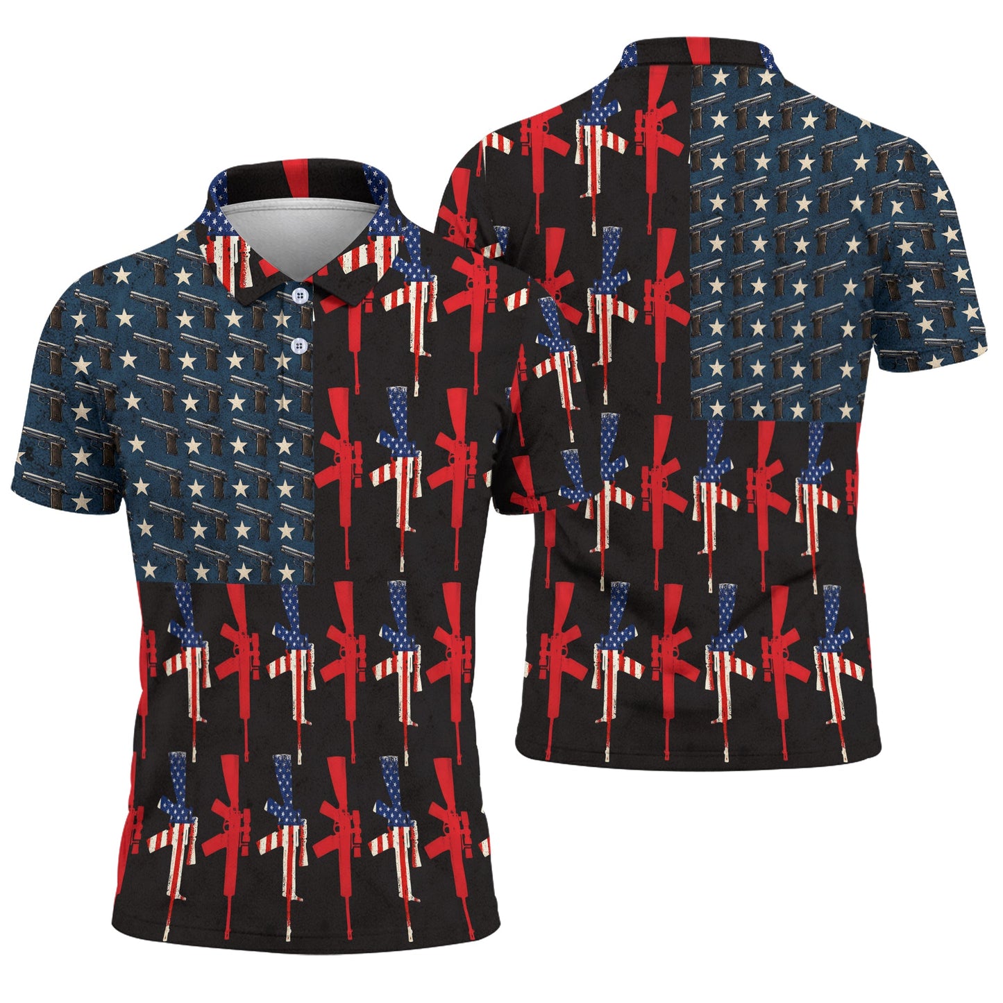 USA Flag Gun Lover Veteran Military 250th Anniversary Freedom Polo Shirt