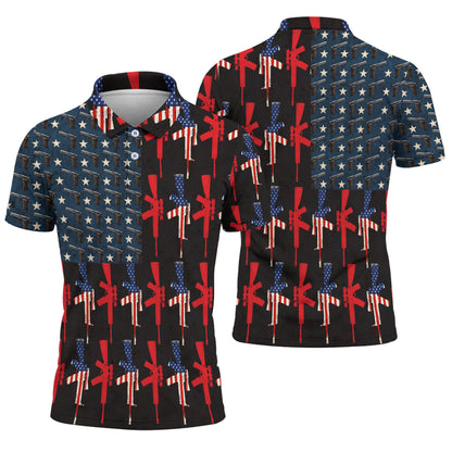 USA Flag Gun Lover Veteran Military 250th Anniversary Freedom Polo Shirt
