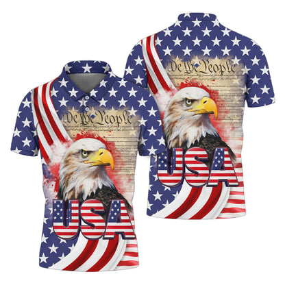 We The People Bald Eagle USA 250th Anniversary Polo Shirts 4th Of July Patriotic