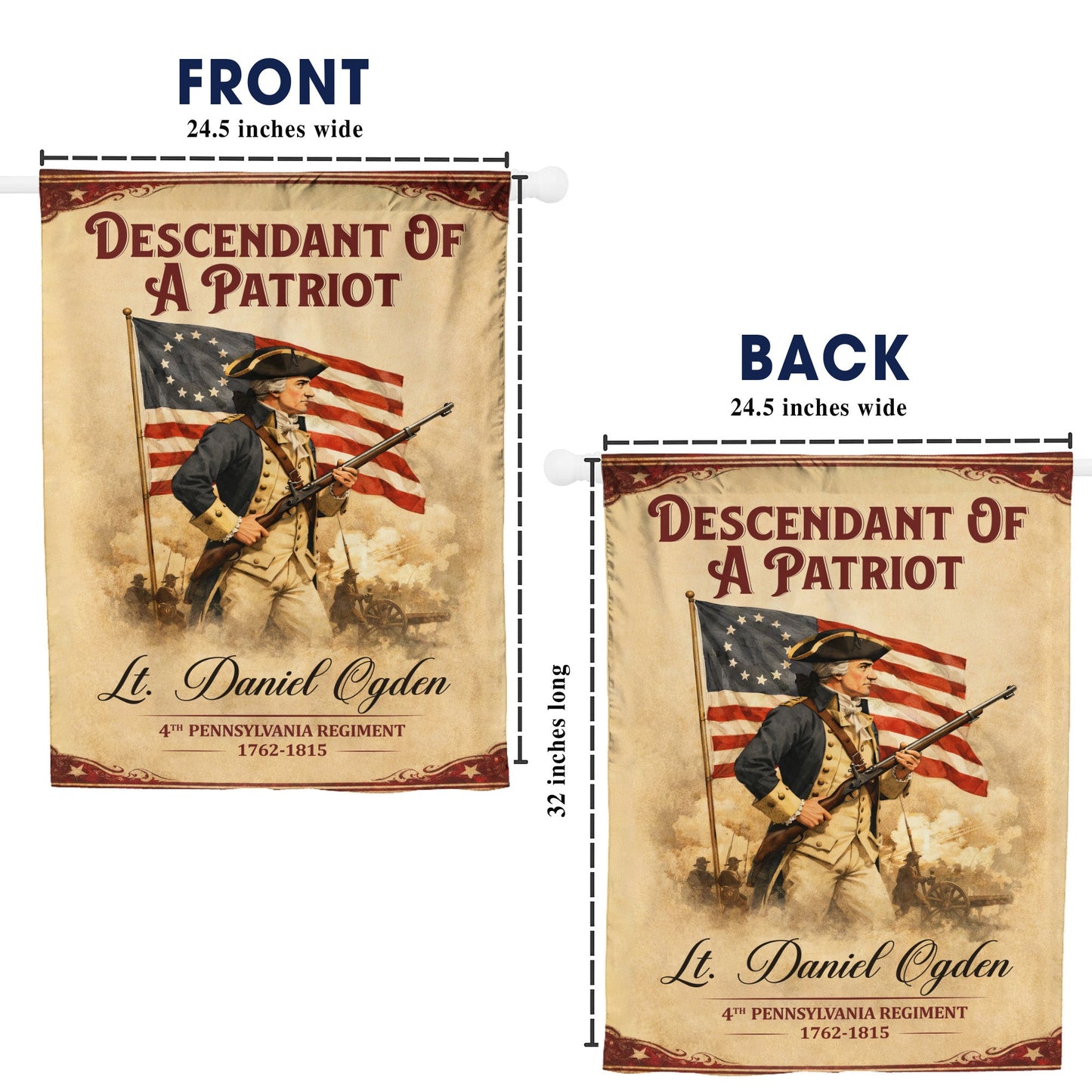 Personalized 250th Anniversary USA Flag - Descendant of a Patriot, Customizable Name