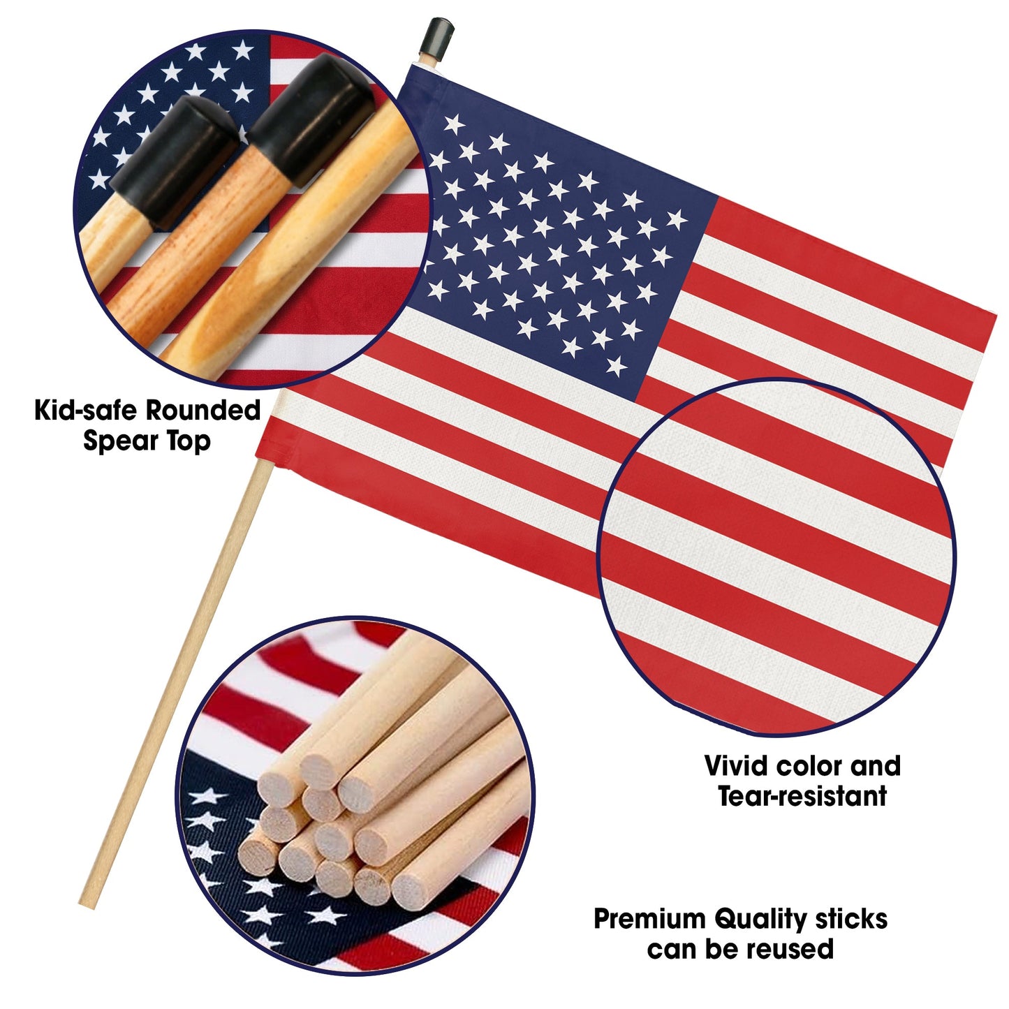 250th Anniversary USA Handheld Flag 1776-2026, Perfect for Independence Day
