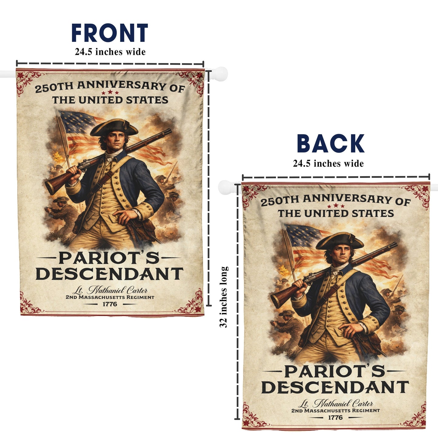 250th Anniversary Flag - Personalized Patriotic Flag with US History and Patriot Legacy