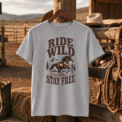 Ride Wild Stay Free Horse Shirt, Western Cowgirl Riding – Unisex Tshirt/Hoodie/Sweatshirt