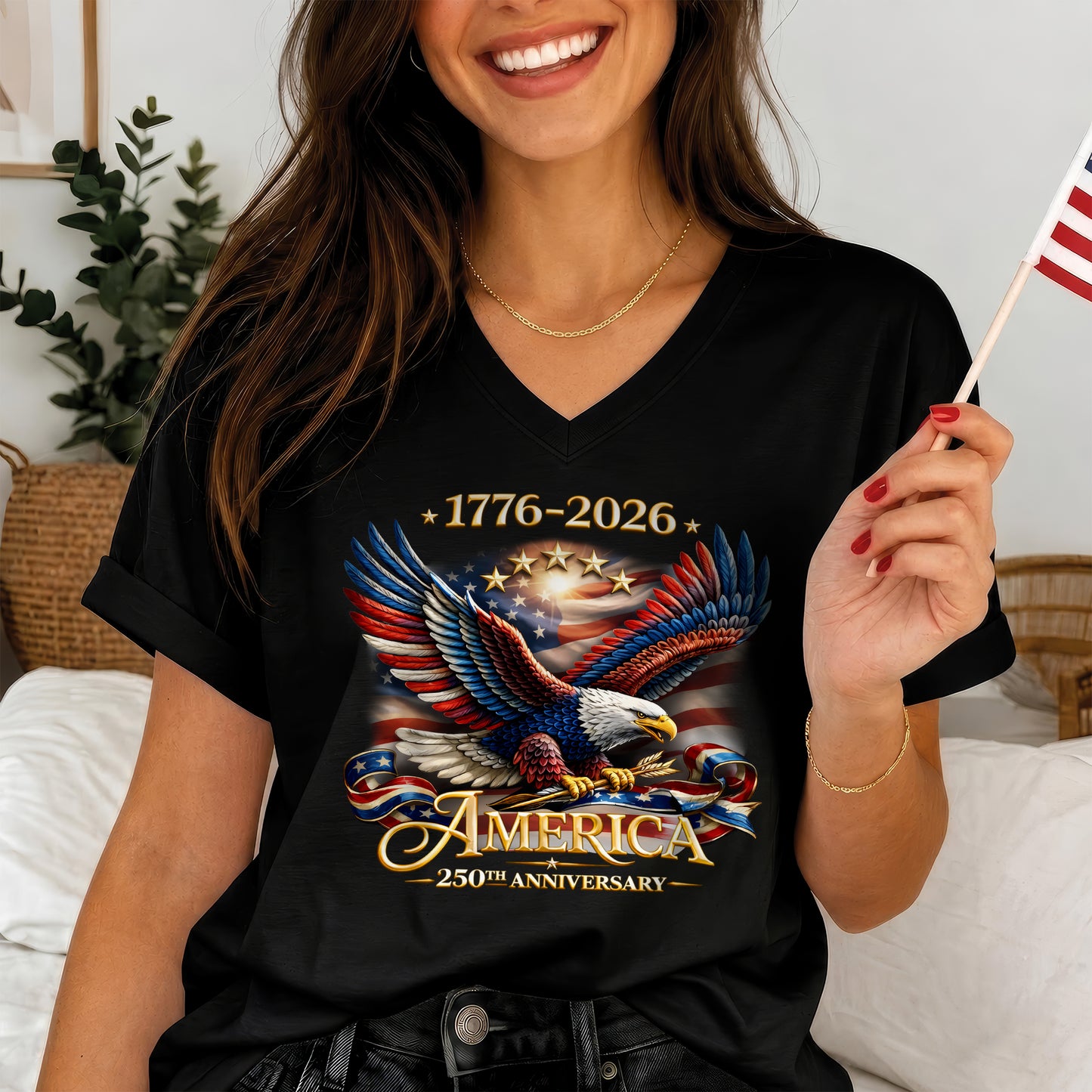 250th Anniversary USA Shirt – Eagle, Flag, and Stars Design, Unisex Tee for All Ages