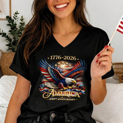 250th Anniversary USA Shirt – Eagle, Flag, and Stars Design, Unisex Tee for All Ages