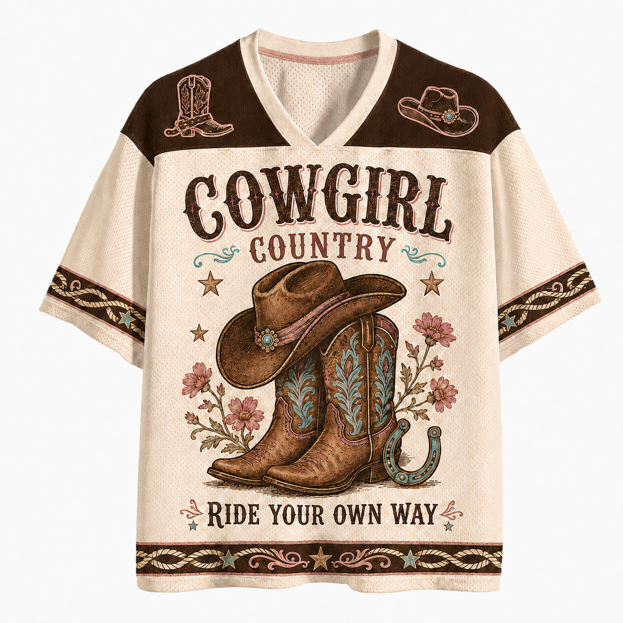 Western Country Mesh Jersey – Cowgirl Ranch Graphic