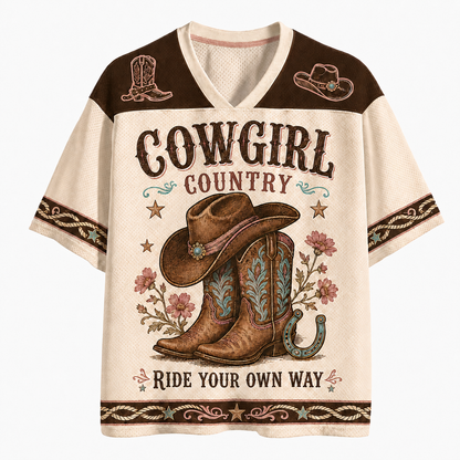 Western Country Mesh Jersey – Cowgirl Ranch Graphic