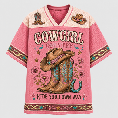 Western Country Mesh Jersey – Cowgirl Ranch Graphic