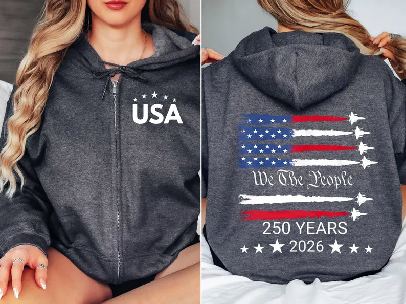 250th America Anniversary Freedom Zip  Hoodie - Two Sides