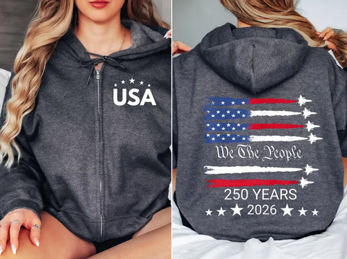 250th America Anniversary Freedom Zip  Hoodie - Two Sides