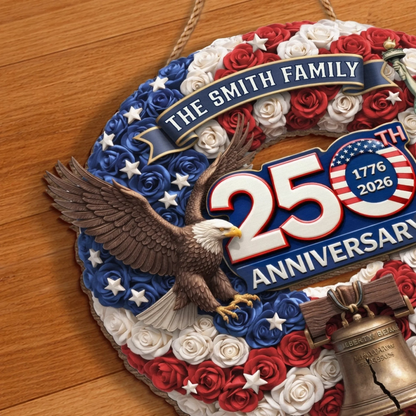 Custom Wood Sign - Personalized America 250th Anniversary Gifts For Mom, Dad, Brother, Sister, Kids - Unity Makes Us Strong