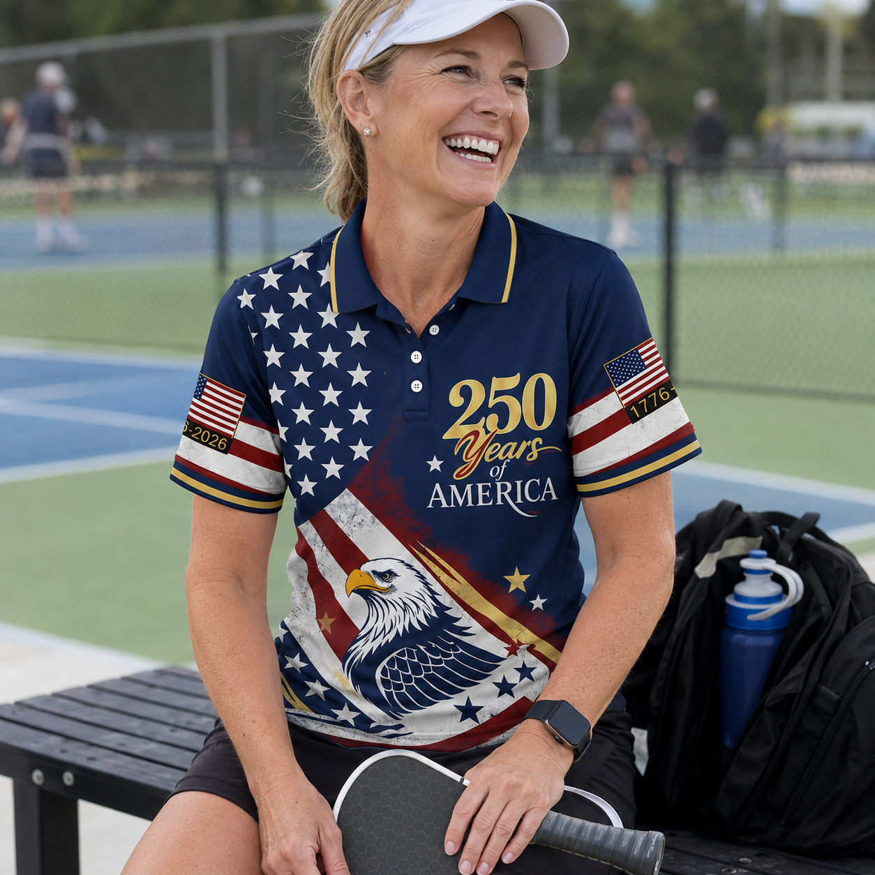 Patriotic USA Polo Shirt, Patriotic American Flag Eagle Golf Shirt