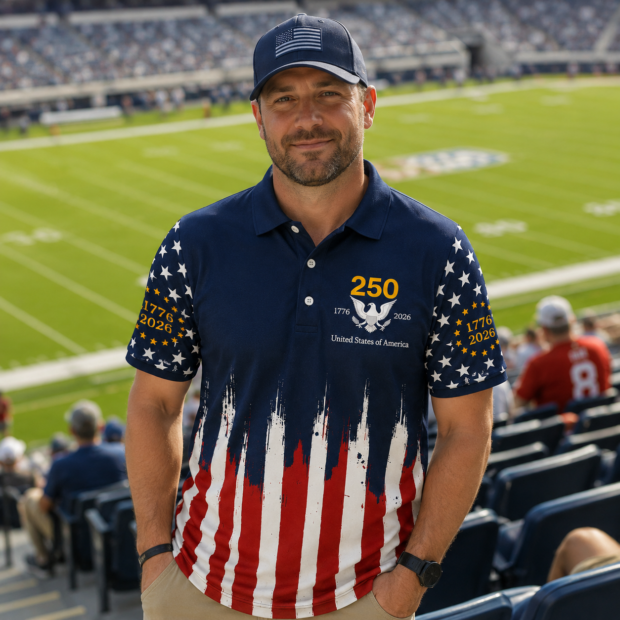 Patriotic USA 250th Anniversary 1776-2026 Polo Shirt