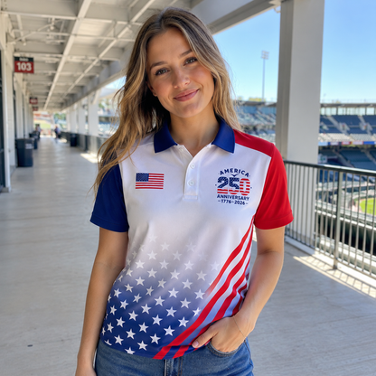 America 250th Anniversary Polo Shirt, 1776-2026 Semiquincentennial Patriotic Golf Shirt