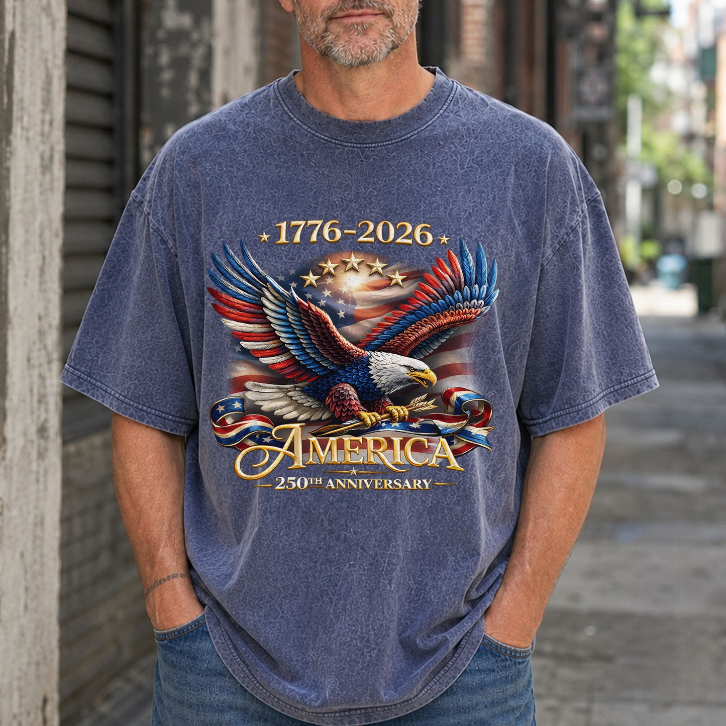 Washed T-Shirt | America 250th Anniversary Bald Eagle Patriotic Vintage 1776–2026 USA Independence Tee
