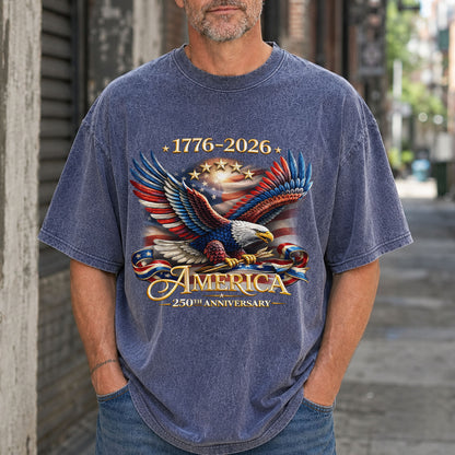 Washed T-Shirt | America 250th Anniversary Bald Eagle Patriotic Vintage 1776–2026 USA Independence Tee