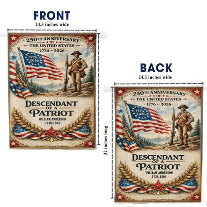 250th Anniversary USA Flag – Personalized 'Descendant of a Patriot' 1776-2026