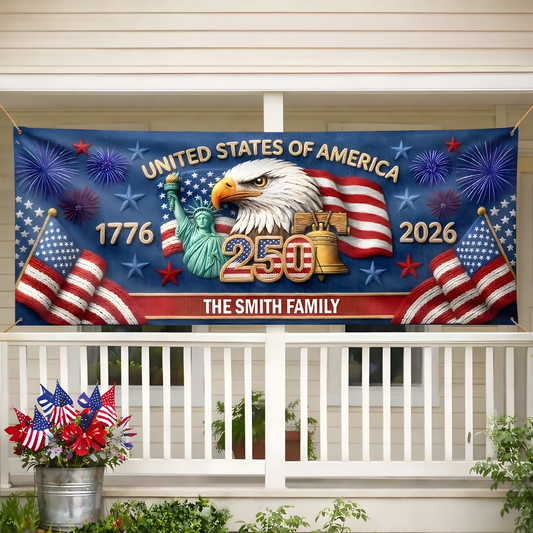 Custom Outdoor Banner – Personalized America 250th Gifts for Family