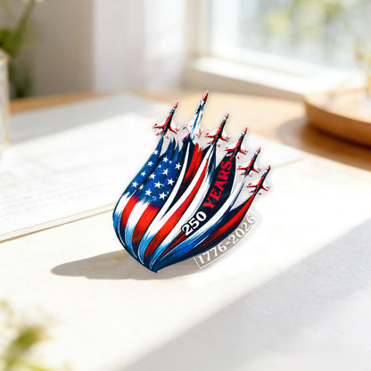 America 250 Patriotic Acrylic Pins – Gold Brooch Set for Jackets, Hats & Gifts