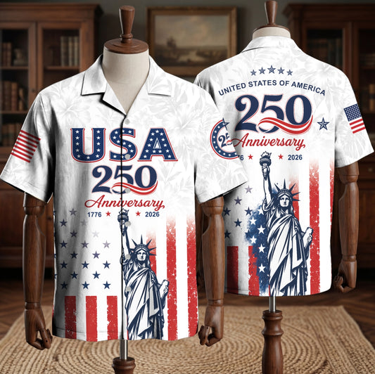 Patriotic Statue of Liberty 1776–2026 - USA 250th Anniversary Hawaiian Shirt