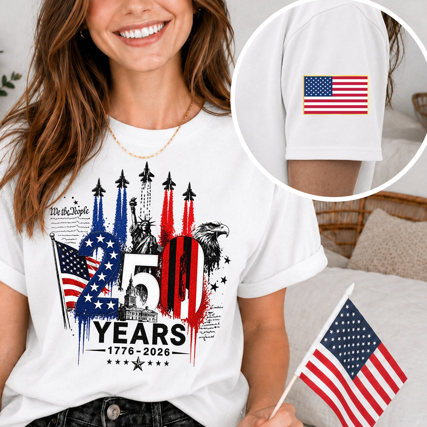 250th Anniversary USA Shirt – Eagle, Flag, and Stars Design, Unisex Tee for All Ages