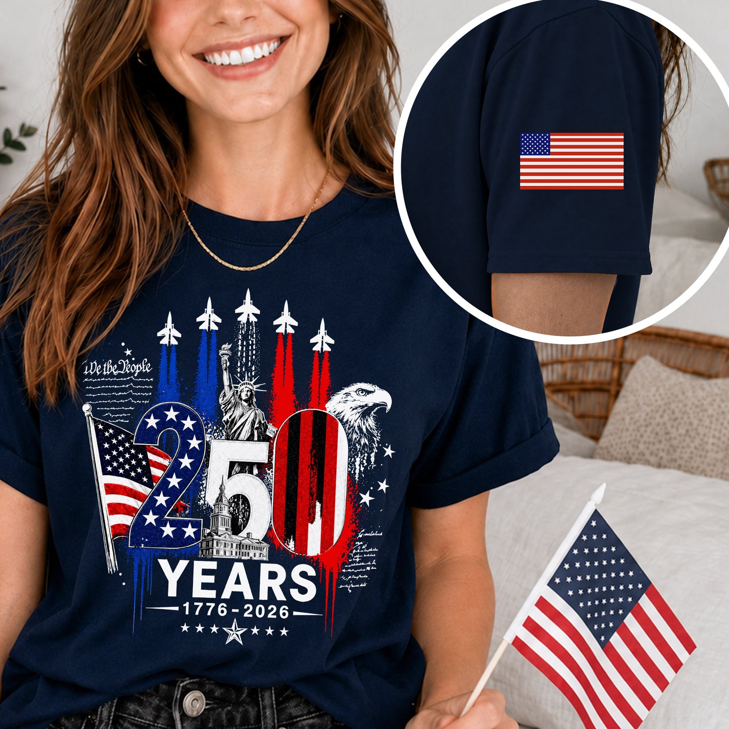 250th Anniversary USA Shirt – Eagle, Flag, and Stars Design, Unisex Tee for All Ages
