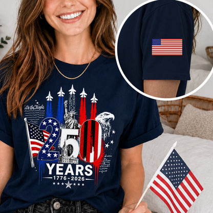 250th Anniversary USA Shirt – Eagle, Flag, and Stars Design, Unisex Tee for All Ages