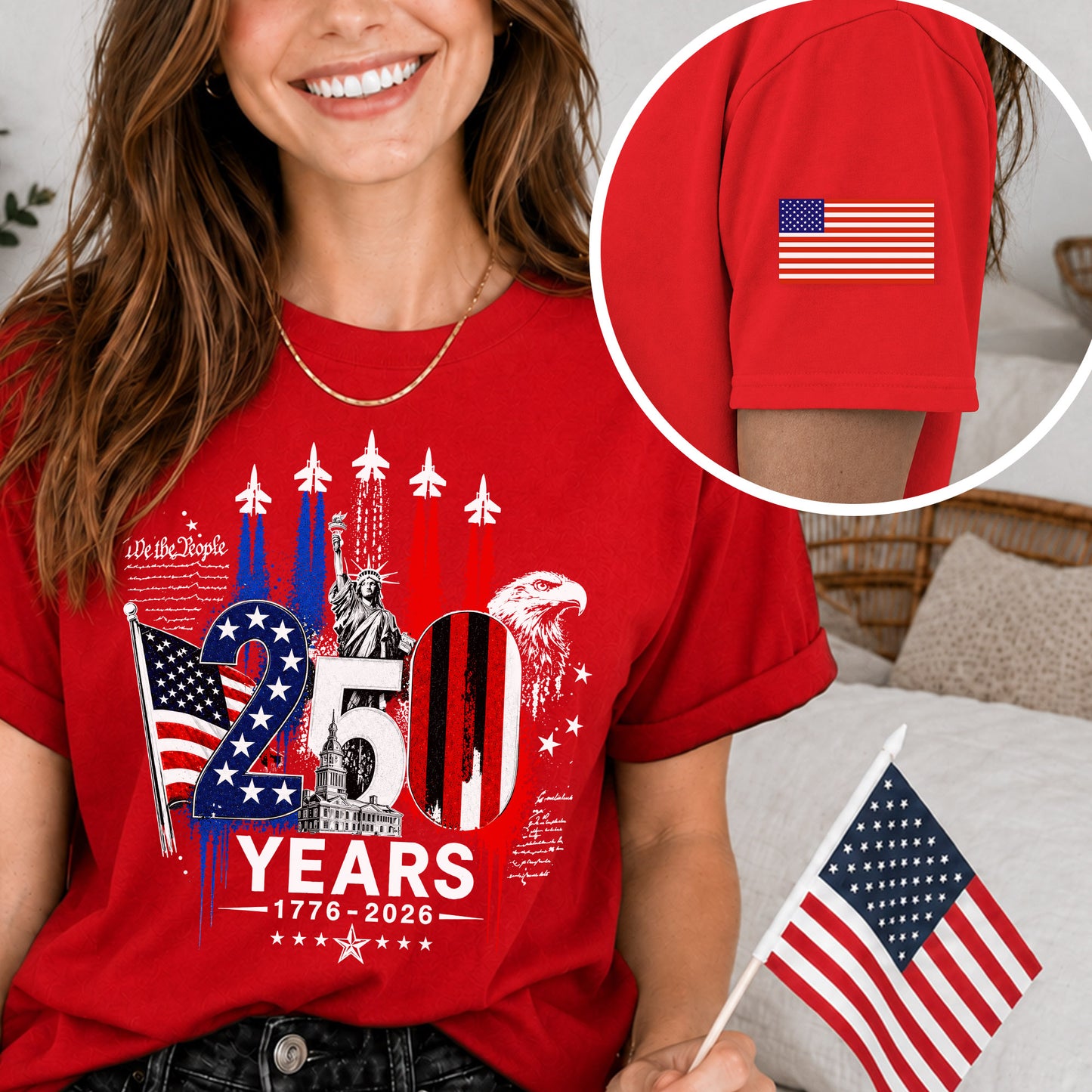 250th Anniversary USA Shirt – Eagle, Flag, and Stars Design, Unisex Tee for All Ages