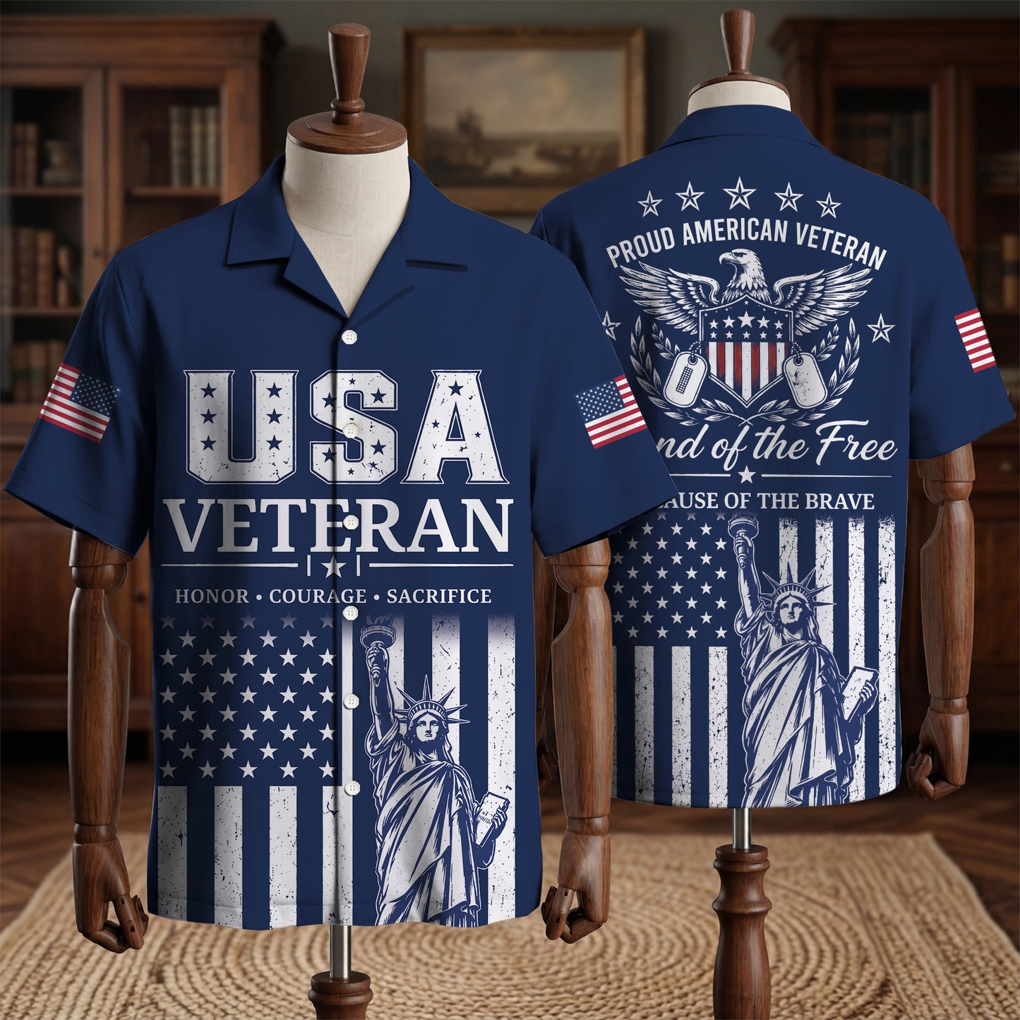 DD-214 Veteran Hawaiian Shirt, My Time In Uniform Is Over But Being A Veteran Never Ends, Eagle Patriotic Aloha Shirt, Veteran Gift