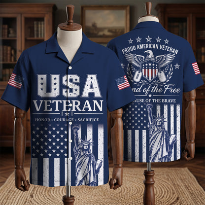 DD-214 Veteran Hawaiian Shirt, My Time In Uniform Is Over But Being A Veteran Never Ends, Eagle Patriotic Aloha Shirt, Veteran Gift