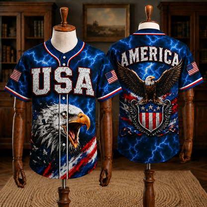 American Pride USA Baseball Jersey – Patriotic Independence Day Shirt