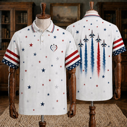 Military Memorial Polo Shirt – Fallen Soldier Battlefield Cross Camo Polo for Veterans