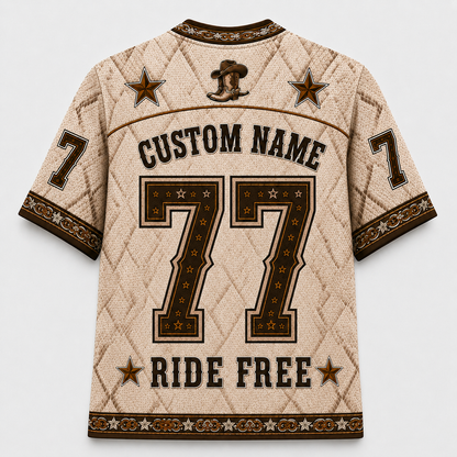 Cowgirl Wild Soul Mesh Jersey – Vintage Western Longhorn Bull Skull & Rose