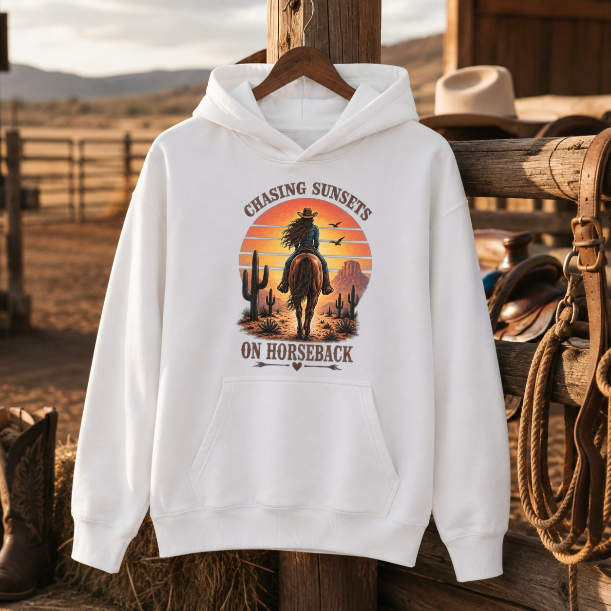Chasing Sunsets Shirt, Horse Girl Tee, Western Cowgirl Gift for Women-Unisex Tshirt /Hoodie/Sweatshirt