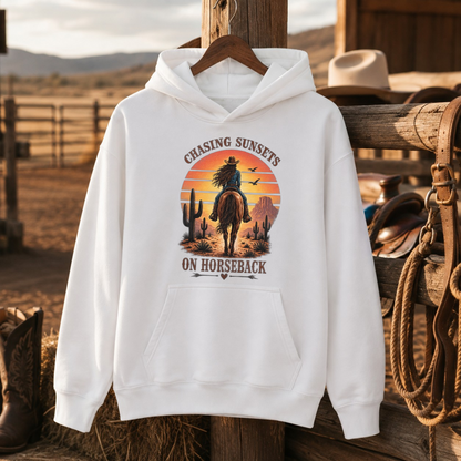 Chasing Sunsets Shirt, Horse Girl Tee, Western Cowgirl Gift for Women-Unisex Tshirt /Hoodie/Sweatshirt