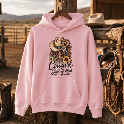 Cowgirl State Of Mind Western Shirt, Cowgirl Hat Sunflower – Unisex Tshirt/Hoodie/Sweatshirt