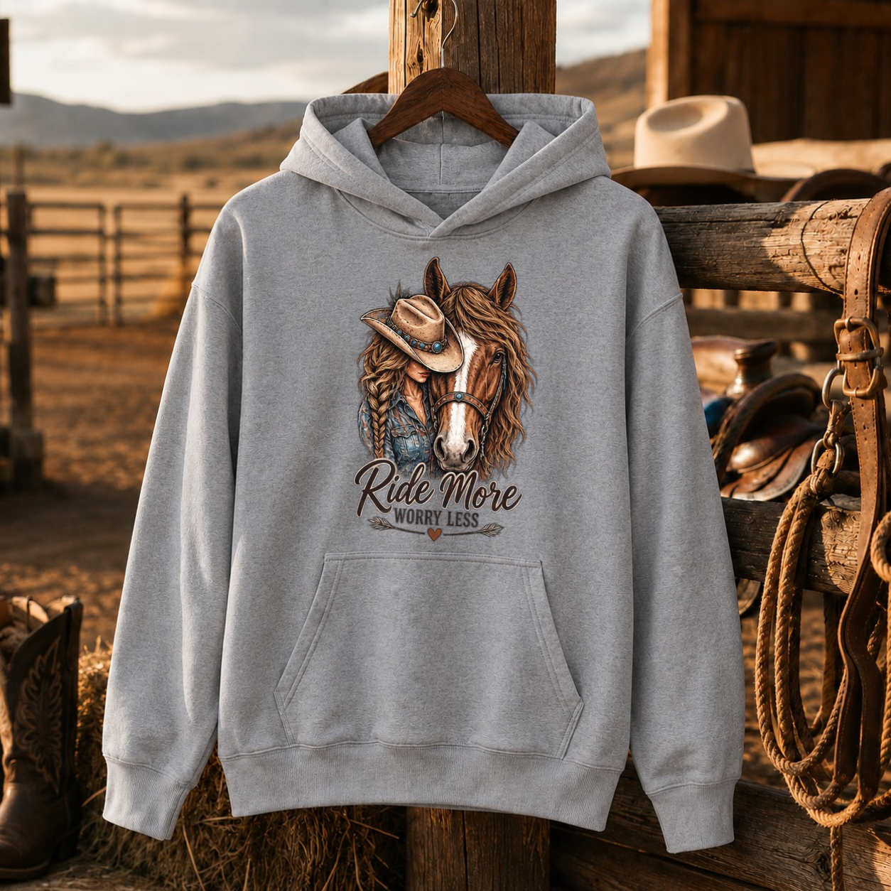Ride More Worry Less Hoodie, Cowgirl Horse Sweatshirt, Horse Lover Gift-Unisex Tshirt /Hoodie/Sweatshirt