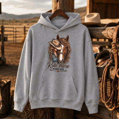 Ride More Worry Less Hoodie, Cowgirl Horse Sweatshirt, Horse Lover Gift-Unisex Tshirt /Hoodie/Sweatshirt