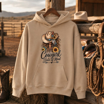 Cowgirl State Of Mind Western Shirt, Cowgirl Hat Sunflower – Unisex Tshirt/Hoodie/Sweatshirt