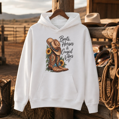 Boots Horses & Cowgirl Vibes Western Shirt, Cowgirl Boots Sunflower – Unisex Tshirt/Hoodie/Sweatshirt