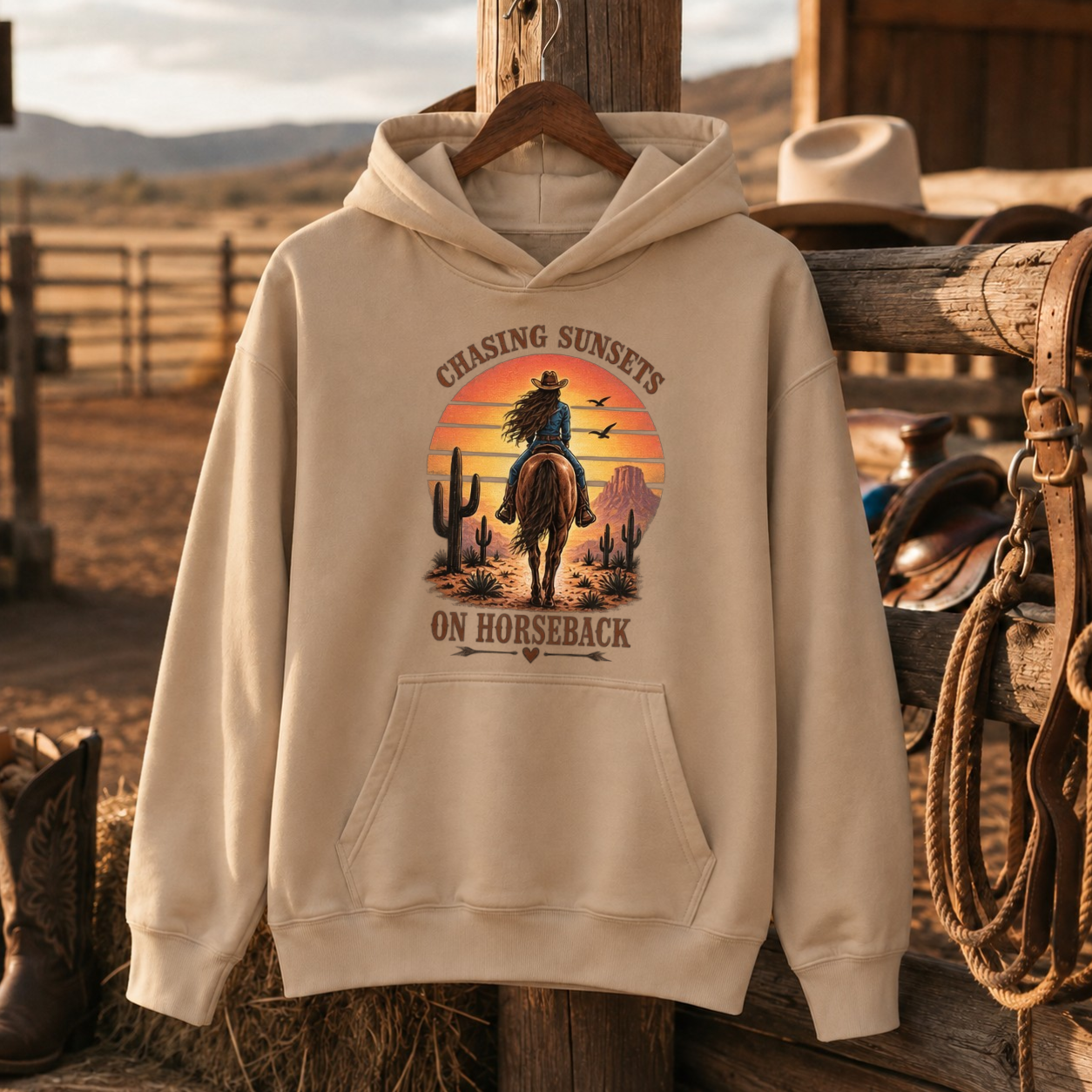 Chasing Sunsets Shirt, Horse Girl Tee, Western Cowgirl Gift for Women-Unisex Tshirt /Hoodie/Sweatshirt