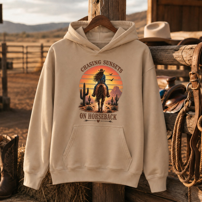 Chasing Sunsets Shirt, Horse Girl Tee, Western Cowgirl Gift for Women-Unisex Tshirt /Hoodie/Sweatshirt