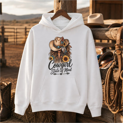 Cowgirl State Of Mind Western Shirt, Cowgirl Hat Sunflower – Unisex Tshirt/Hoodie/Sweatshirt