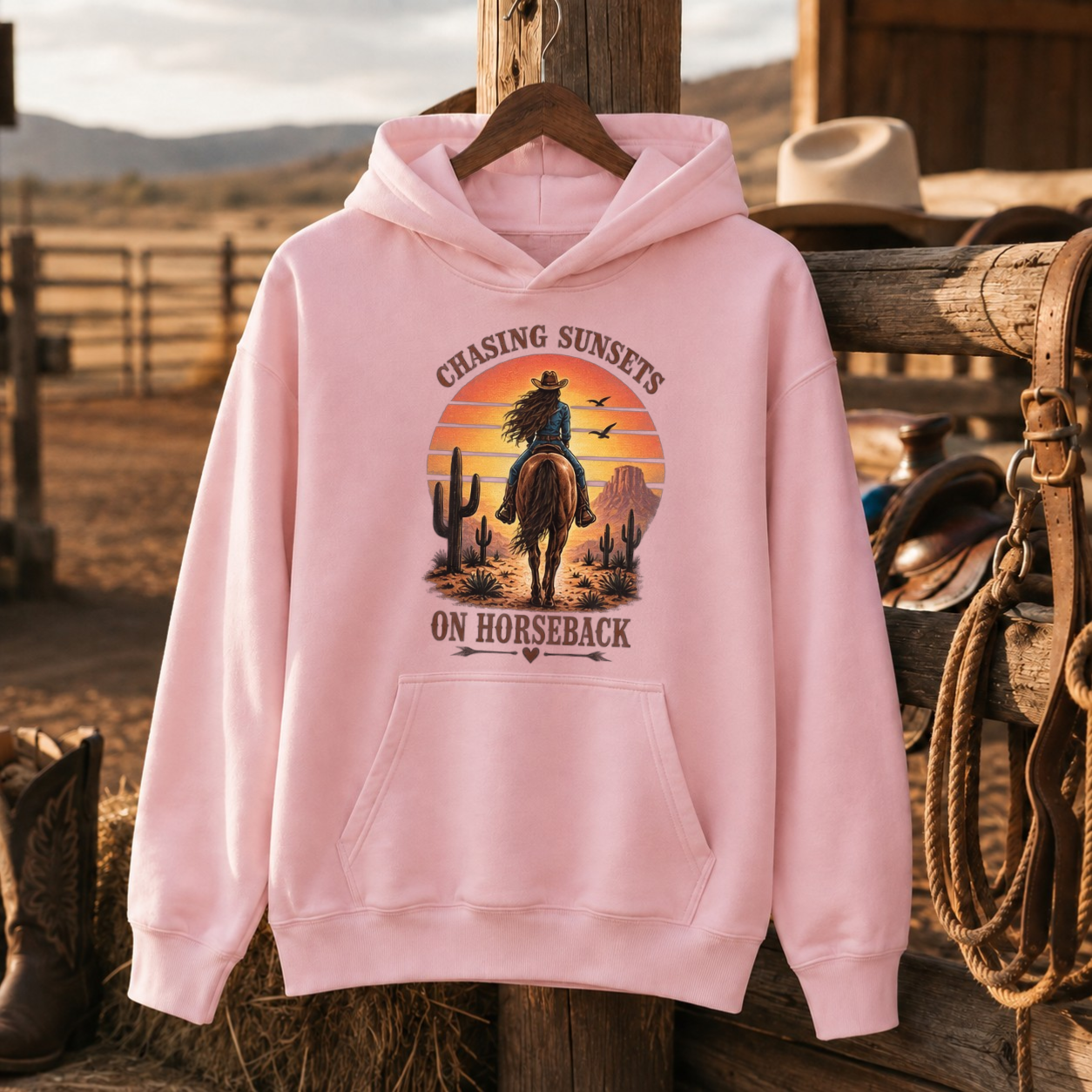 Chasing Sunsets Shirt, Horse Girl Tee, Western Cowgirl Gift for Women-Unisex Tshirt /Hoodie/Sweatshirt