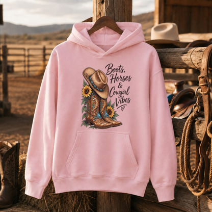 Boots Horses & Cowgirl Vibes Western Shirt, Cowgirl Boots Sunflower – Unisex Tshirt/Hoodie/Sweatshirt