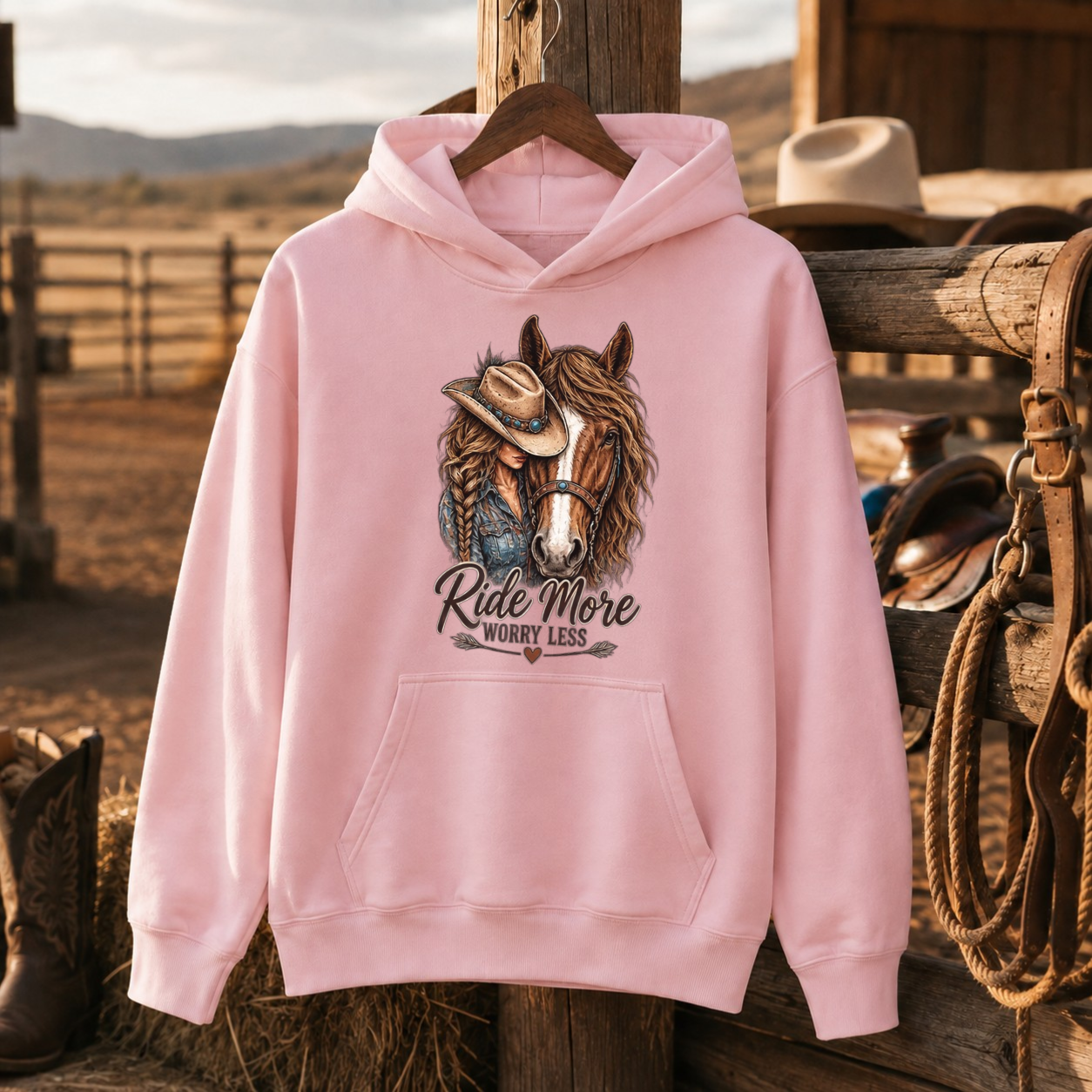 Ride More Worry Less Hoodie, Cowgirl Horse Sweatshirt, Horse Lover Gift-Unisex Tshirt /Hoodie/Sweatshirt