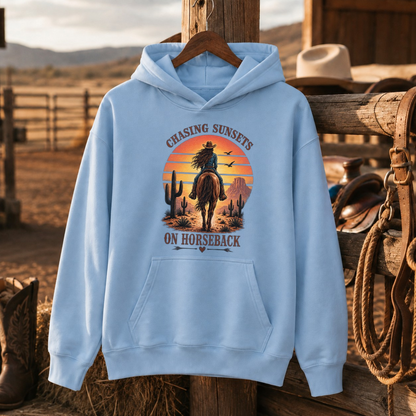 Chasing Sunsets Shirt, Horse Girl Tee, Western Cowgirl Gift for Women-Unisex Tshirt /Hoodie/Sweatshirt